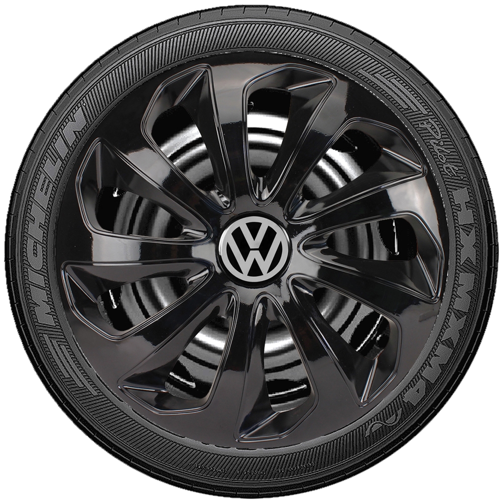 Kit 4 Calotas Esportivas Aro 13 14 Preto Brilhante Compatível com Gol Parati Fox G3 G4 G5 G6 Polo em Oferta na Shopee