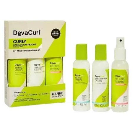 Kit Deva Curl Cacheados Original No Poo – Shampoo + Condicionador 120ml + Brinde Mist-er-Right 120ml em Oferta na Shopee