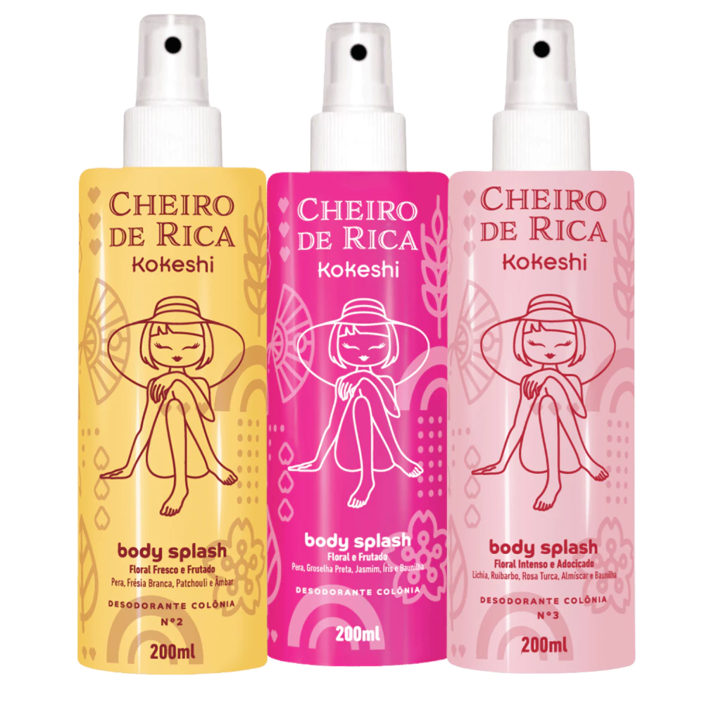 Kit 3 Body Splash Cheiro de Rica Kokeshi Floral 3x200ml — imagem 1