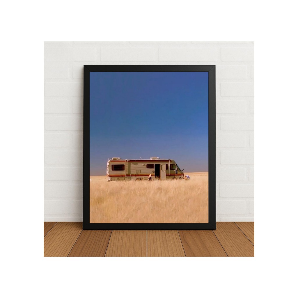 Quadro Decorativo Breaking Bad Motorhome Icônico no Deserto 33x24cm Com Vidro