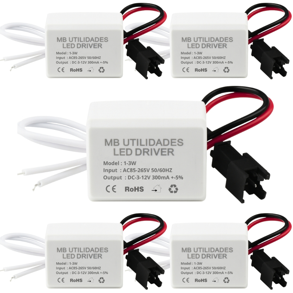 Kit 5 Driver Led Reator Fonte Para Spot 3w 3 X 1w Bivolt Spot em Oferta na Shopee