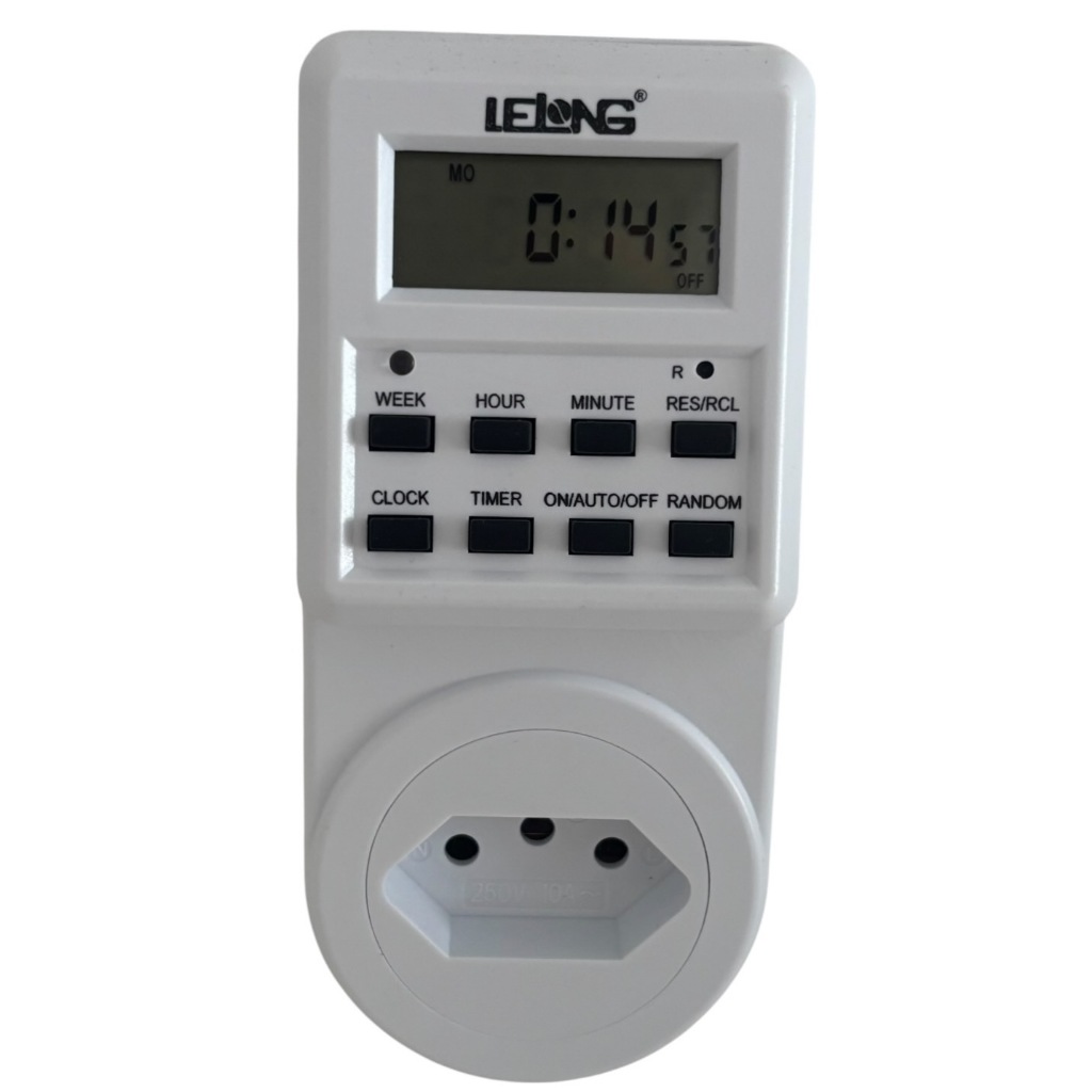 Timer Temporizador Digital Bivolt Lelong LE-5303 16 Programas  Liga Desliga Tomada Display LCD Nfe
