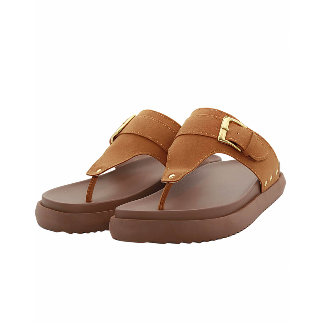 Sandália Papete De Dedo Feminina Vera Flatform Rasteira Carvalho