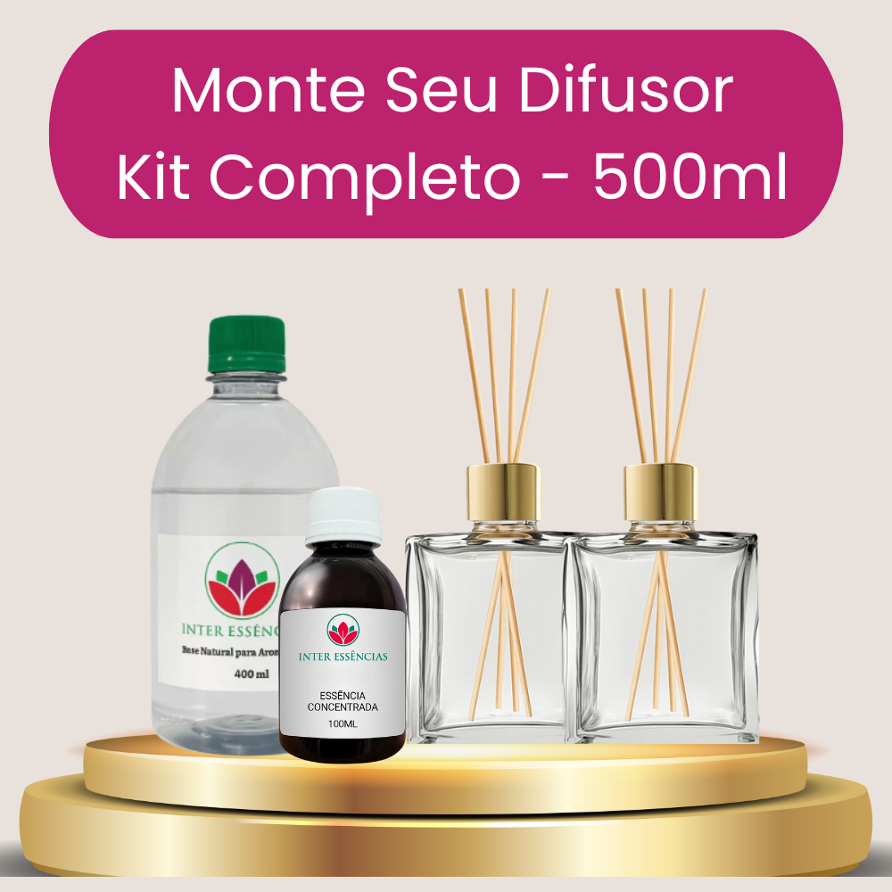 Kit Aromatizador de Ambiente Cubo - Vidro + Essencia + Base - Faça você mesmo - Tenue