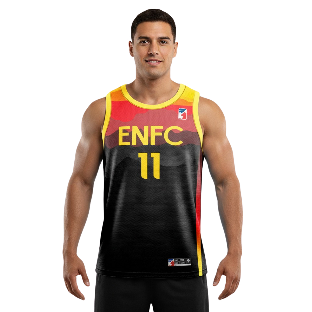 Camiseta Regata de Basquete Academia Treino Musculação Confortavel Preta e Amarela