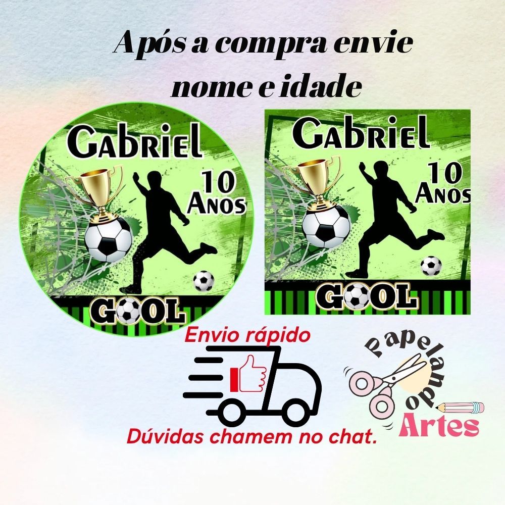 40/60/100 Adesivos Futebol Personalizados Para Festa 5x5 S/Recorte (Envio rápido) em Oferta na Shopee