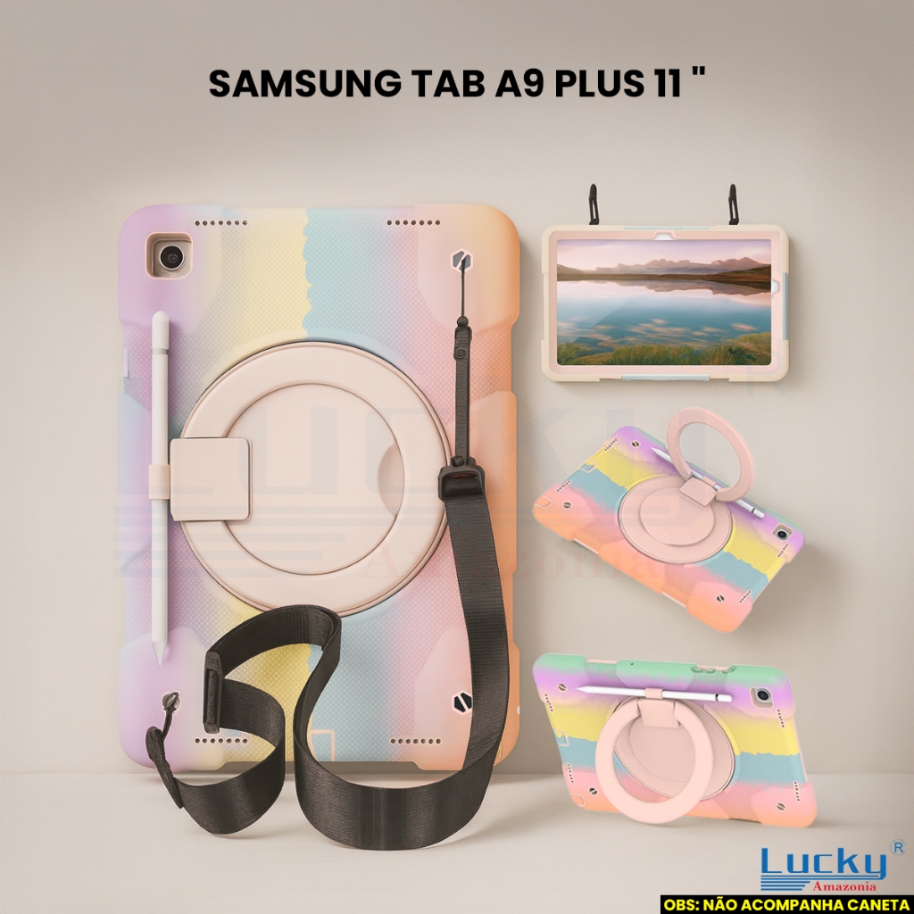 Capa Para Tablet Samsung Tab A9 Plus 11 Pol Segurança Anti Queda Alça Suporte Giratório Resistente em Oferta na Shopee