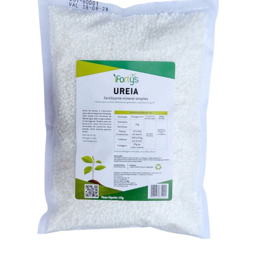 FERTILIZANTE UREIA NPK 46-00-00 PARA PLANTAS E GRAMADOS 1 KG