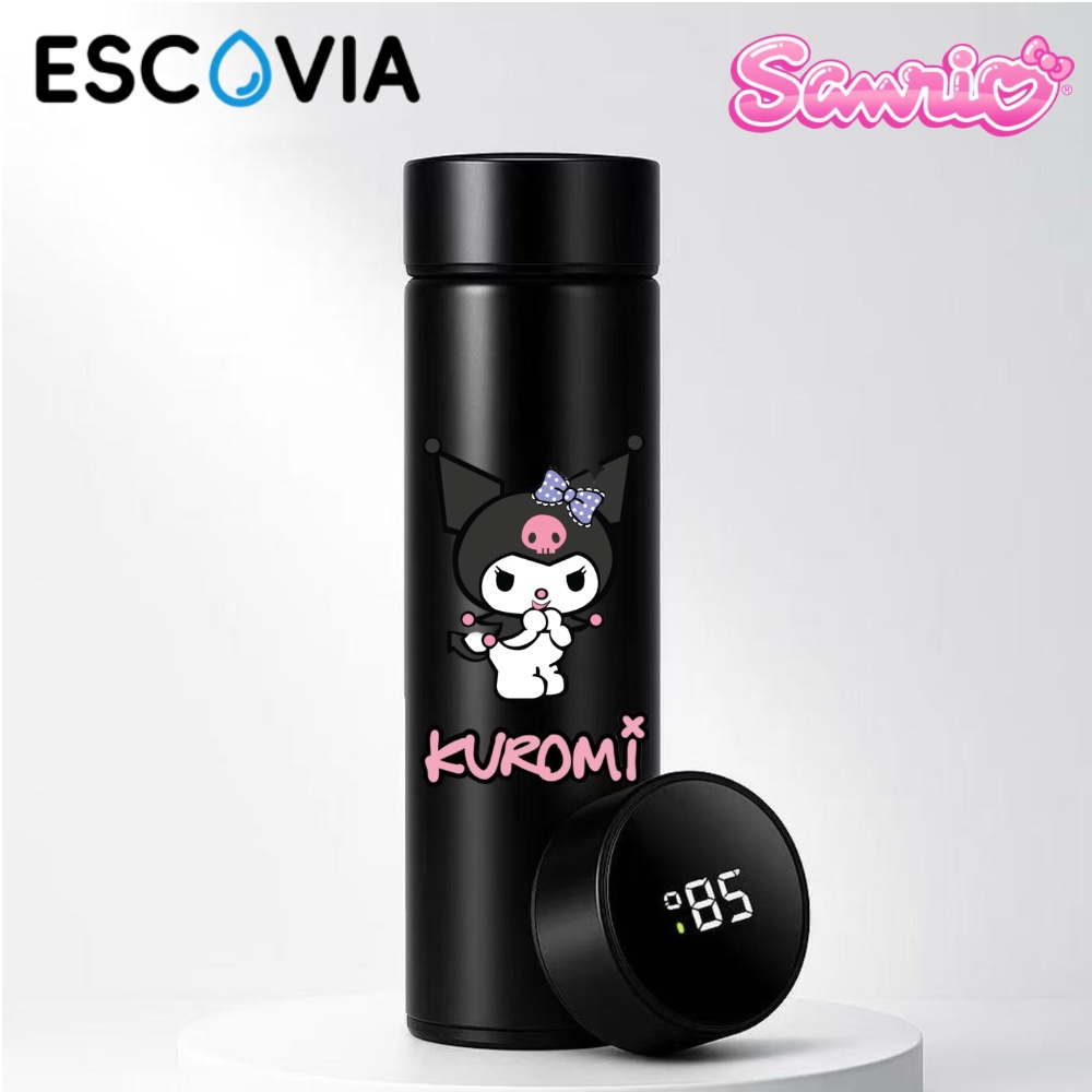 Garrafa Térmica Aço Inoxidavel Parede Dupla Sanrio Kuromi com Medidor De Temperatura Digital 500ml em Oferta na Shopee