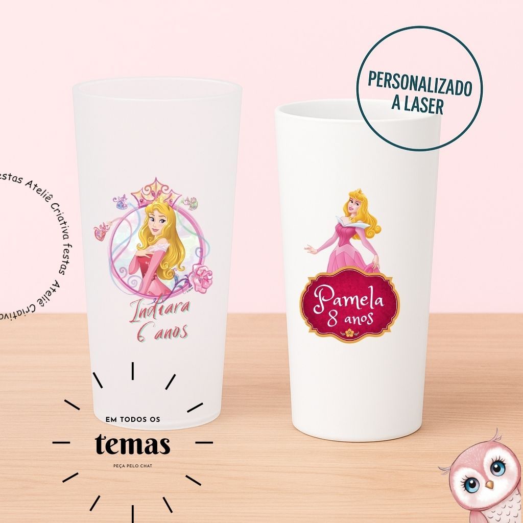 Kit  Copos Long Drink Personalizado Bela Adormecida Princesa Lembrancinha Festa Infantil Chá de Bebê Aniversário