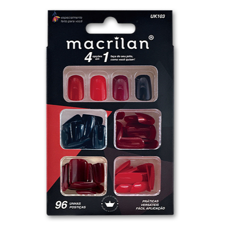 Kit de Unhas(96PCS) Postiças  tamanho médio Macrilan Nao Autocolante em Oferta na Shopee