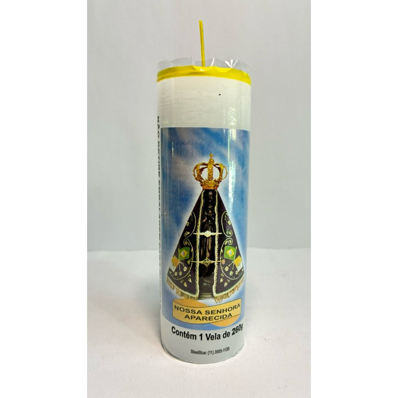 Vela 7 Dias Branca 260 Gramas Votiva Kit 4/6 e 10 Unidades Nossa Senhora Aparecida