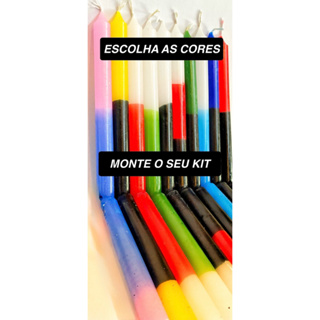 Kit Vela Bicolor Tricolor Palito Tradicional 100 Unidades 18cm Monte Seu Kit em Oferta na Shopee