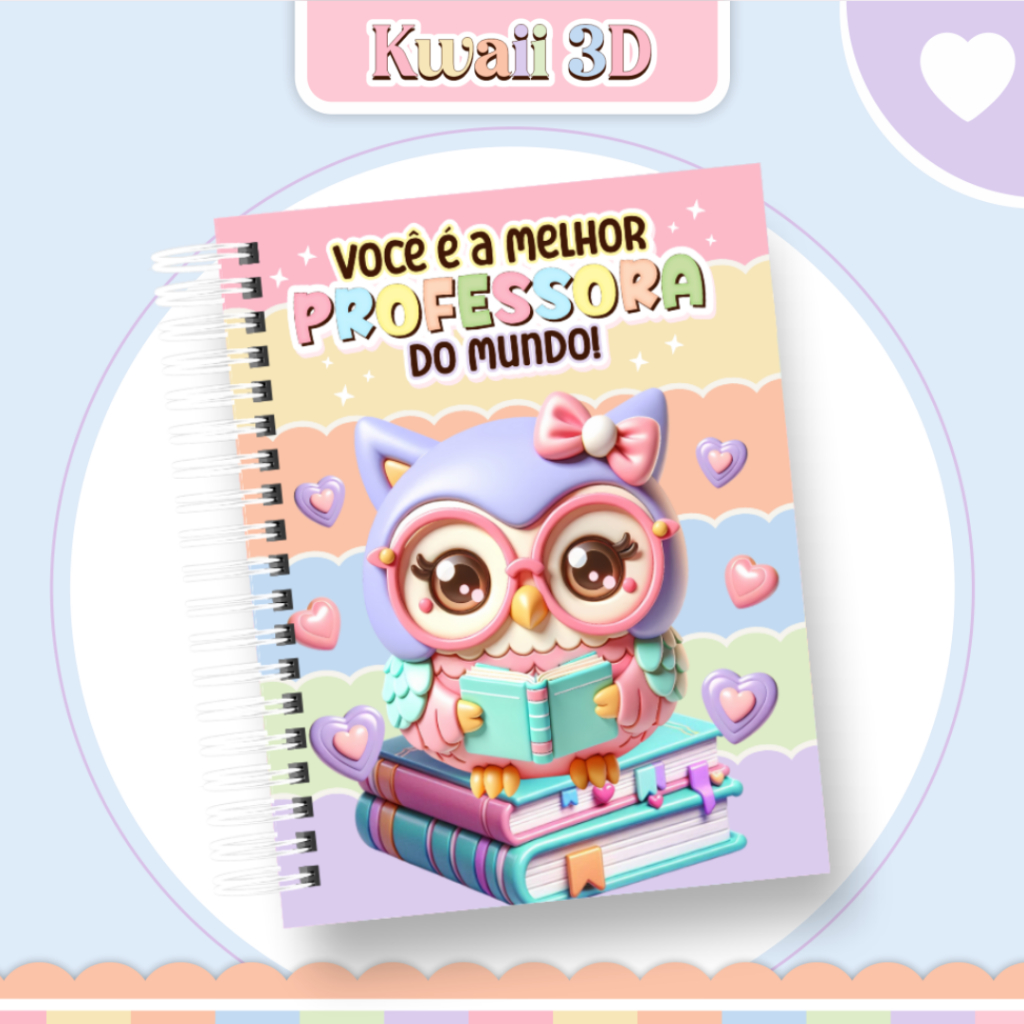 Caderno personalizado Kawaii 3D| Presente Dia dos Professores |Você é a Melhor Professora do Mundo