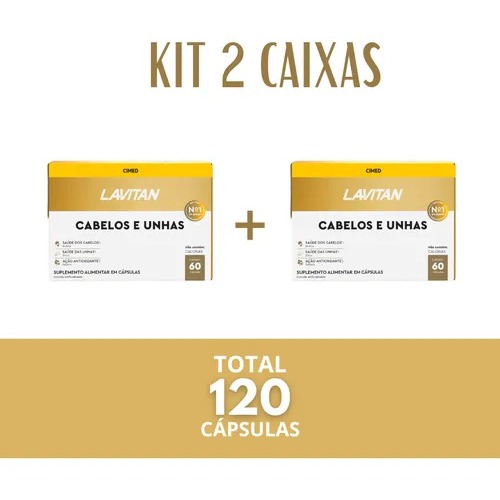 Kit 2 und Lavitan Hair Cabelos e Unhas 60 Cápsulas