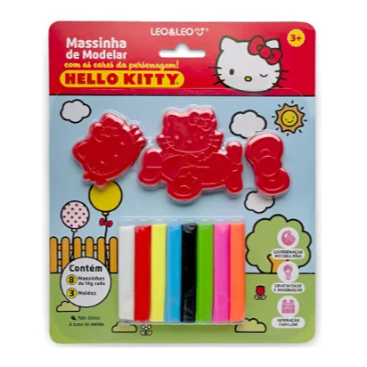 Massinha De Modelar Hello Kitty com  8 Cores e 3 moldes de massinha Hello Kitty