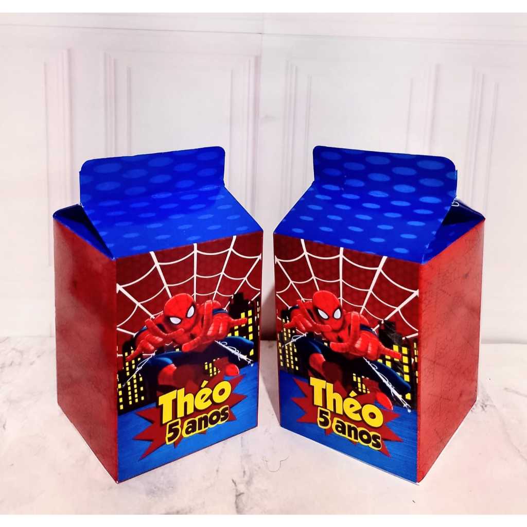Kit 10 UNIDADES Caixa MILK-Homem Aranha Personalizada para Festas-Aniversário-Lembrancinhas