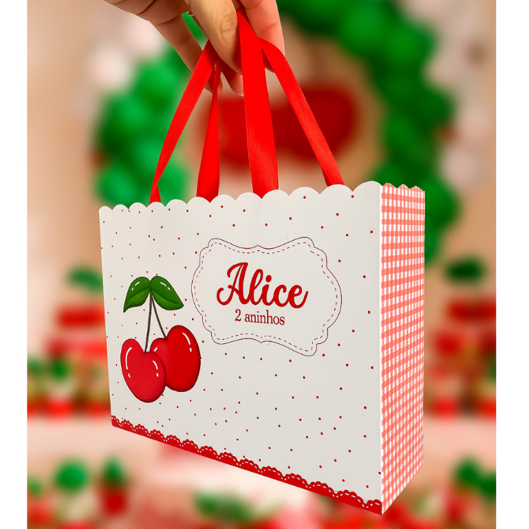 SACOLINHAS PARA LEMBRANCINHAS PERSONALIZADA CEREJINHA |SACOLA SURPRESA ANIVERSARIO|KIT PEGUE E MONTE
