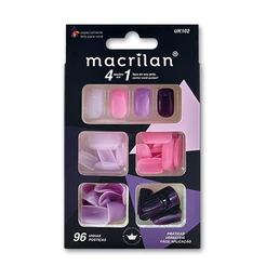 Kit de Unhas Postiças tamanho médio Macrilan-(COM 96PCS)