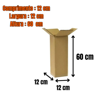 Caixa De Papelão 12x12x60 25 UN maleta 10 em Oferta na Shopee