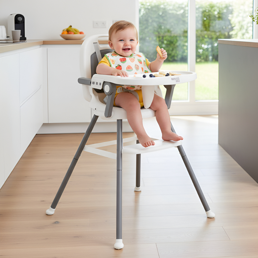 Cadeira De Alimentacao Para Bebes Refeicao Ajustavel 3 Em 1 Alta Baixa E Elevatorio Cor Cinza - Multikids