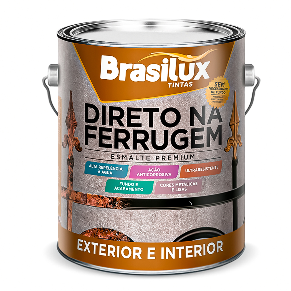 Tinta Direto Na Ferrugem 3,6l Brasilux - Várias Cores Anticorrosivo Esmalte Protege Alta Resistencia em Oferta na Shopee