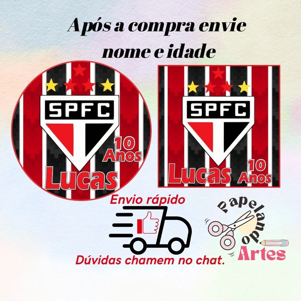 40/60/100 Adesivos São Paulo Personalizados Para Festa 5x5 S/Recorte (Envio rápido)