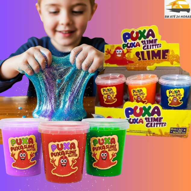Slime com Glitter  1 caixa com 12 unidades 180g cada