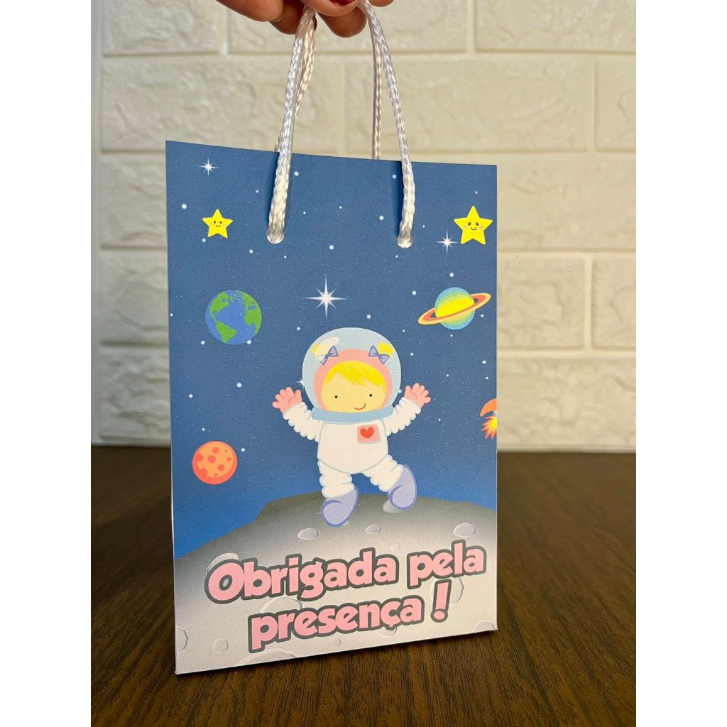 PEGUE E MONTE - Mini Sacolinha Surpresa Personalizada Lembrancinha Astronauta Menina