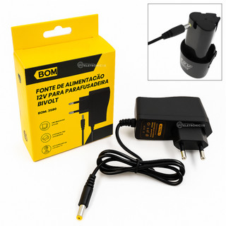 Carregador Fonte 12.6V Para Parafusadeira E Bateria – BOM5590