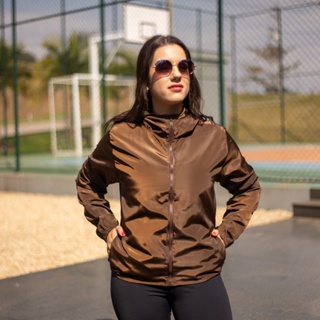 Jaqueta Corta Vento Feminino Liso Sem Forro Repelente a água Capuz Sem Elástico Cintura em Oferta na Shopee