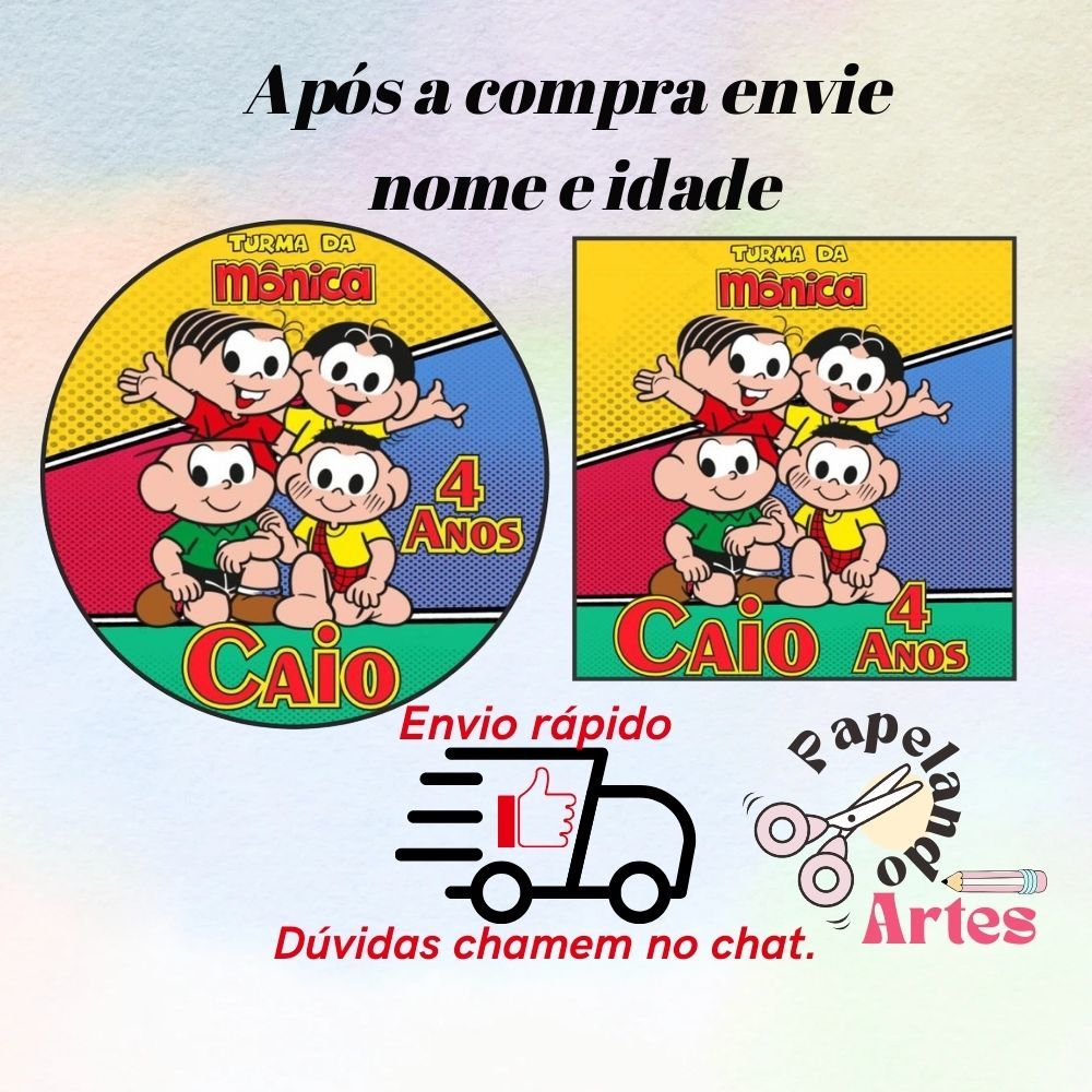 40/60/100 Adesivos Turma da Monica Personalizados Para Festa 5x5 S/Recorte (Envio rápido) em Oferta na Shopee