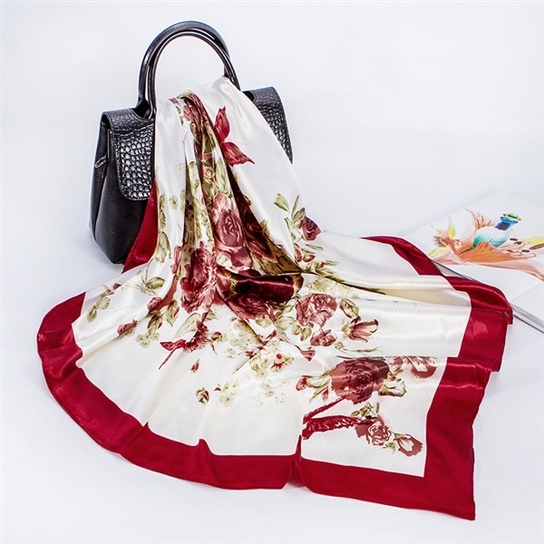 Lenço Quadrado 90x90cm Cetim Feminino Floral Retrô Estilo Elegante Luxo Para Pescoço, Ombro e Bolsa em Oferta na Shopee