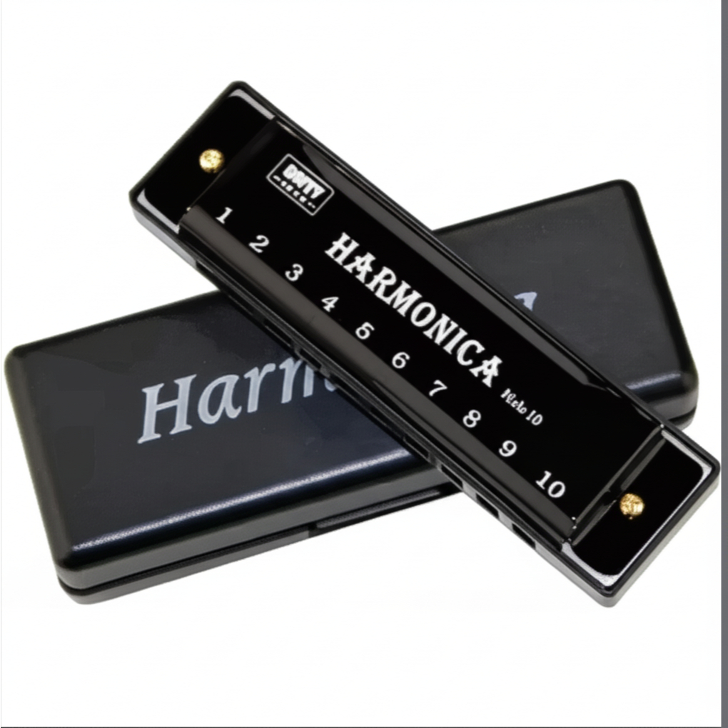 Gaita Harmônica C 10 Buracos Cromática com Estojo – Instrumento Musical Portátil