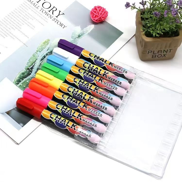 Kit 8 Canetas Neon Apagáveis – Para Vidro, Quadro Branco e Painel LED