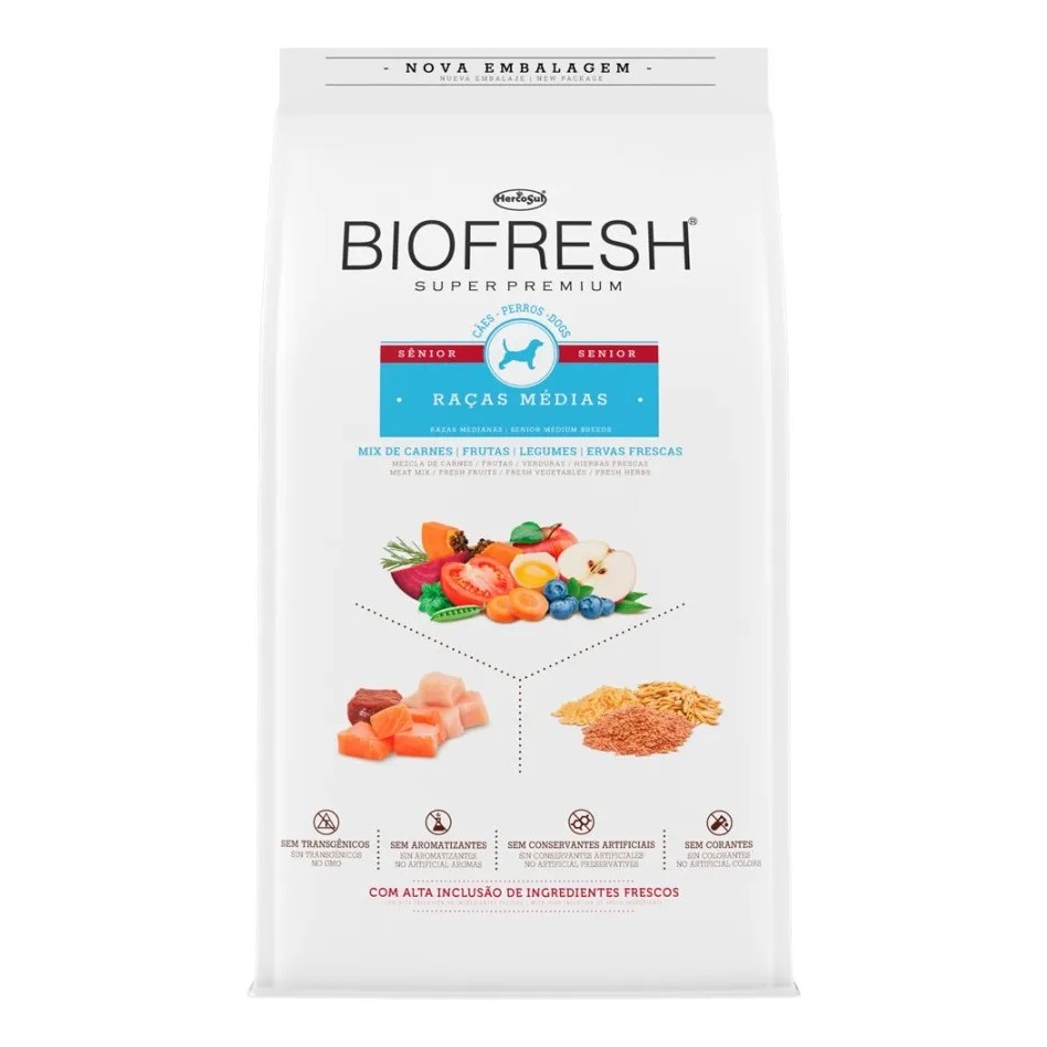 Ração Cães Raças Médias Biofresh Super Premium 3kg Mix Carne em Oferta na Shopee