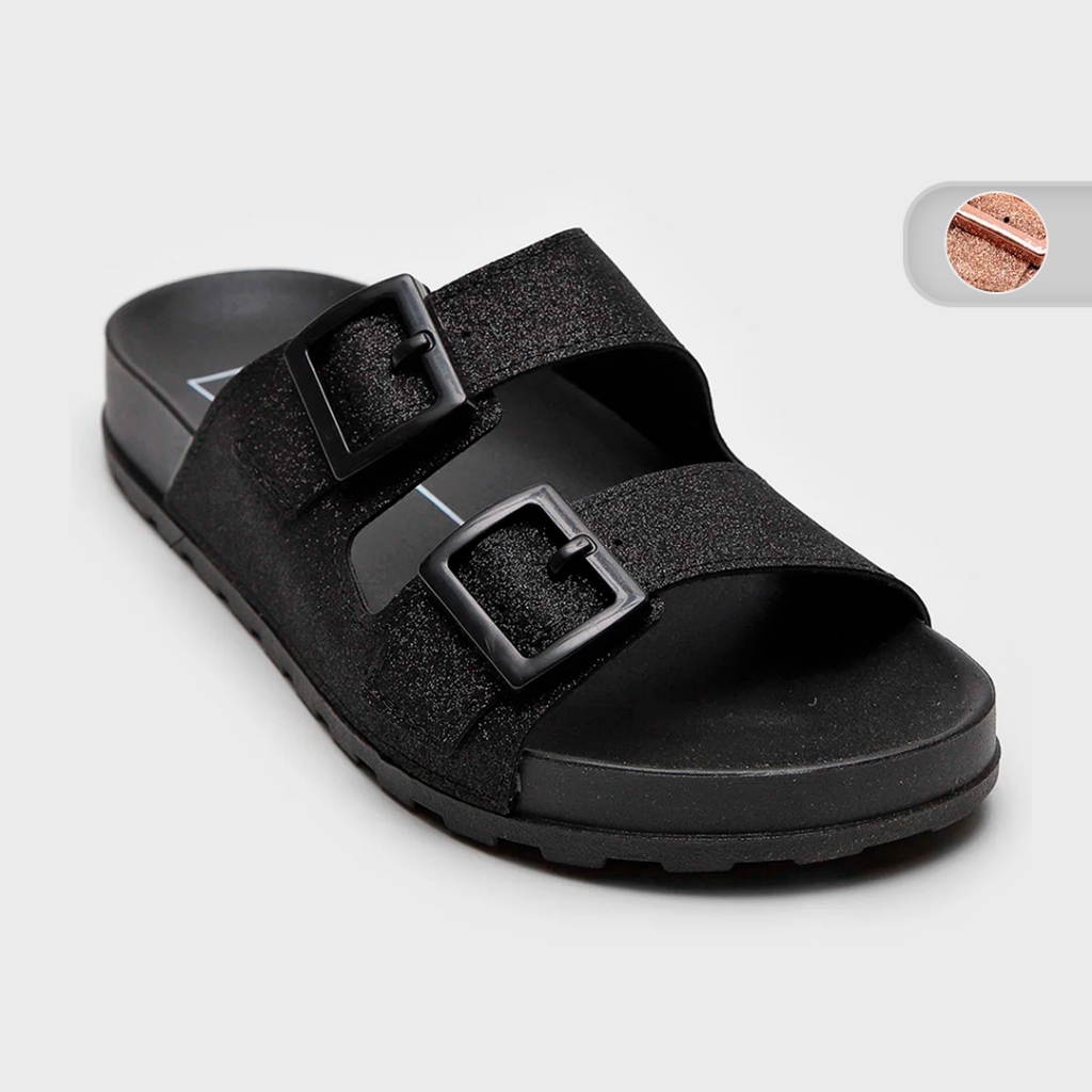Chinelo Feminino Fivela Dupla Glitter Moleca 5436401