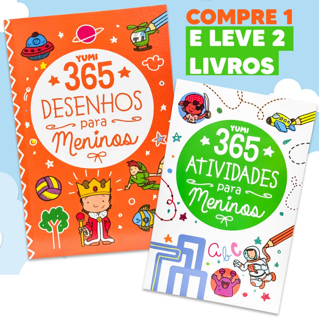 Kit 2 Livro Infantil 365 Desenhos Para Meninos Livro De Pintura Desenhos Para Colorir + 365 Atividades Para Meninos em Oferta na Shopee