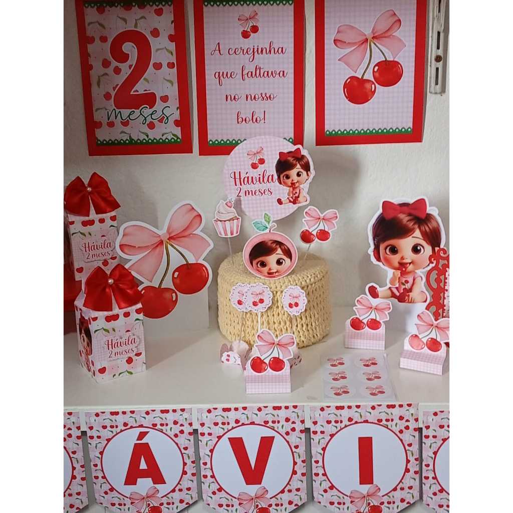 Kit só um bolinho cerejinha, festa cereja - lembrancinhas personalizadas, decoração aniversário.