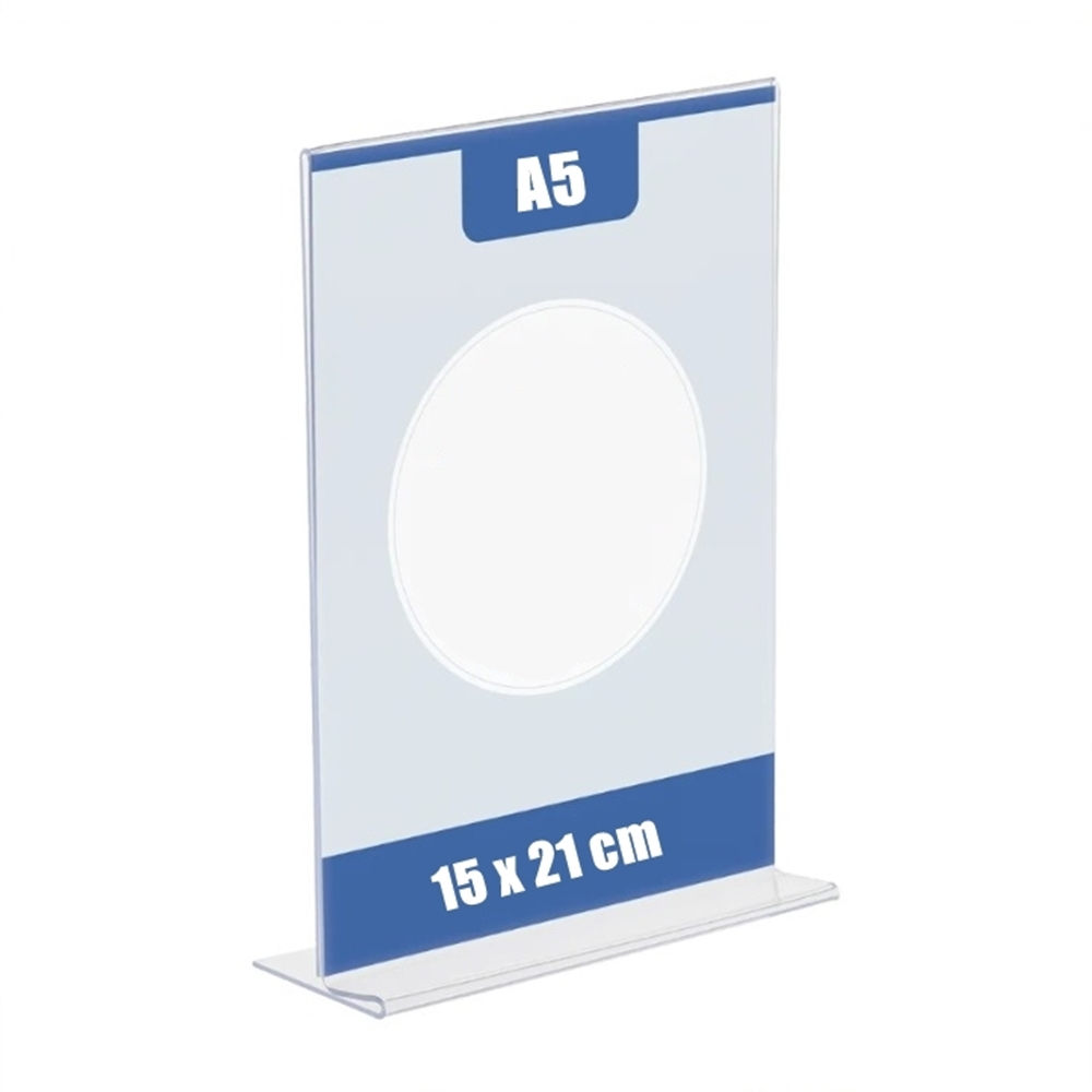 Display Expositor T 15x21 A5 Acrílico Balcão Mesa Cardápio em Oferta na Shopee