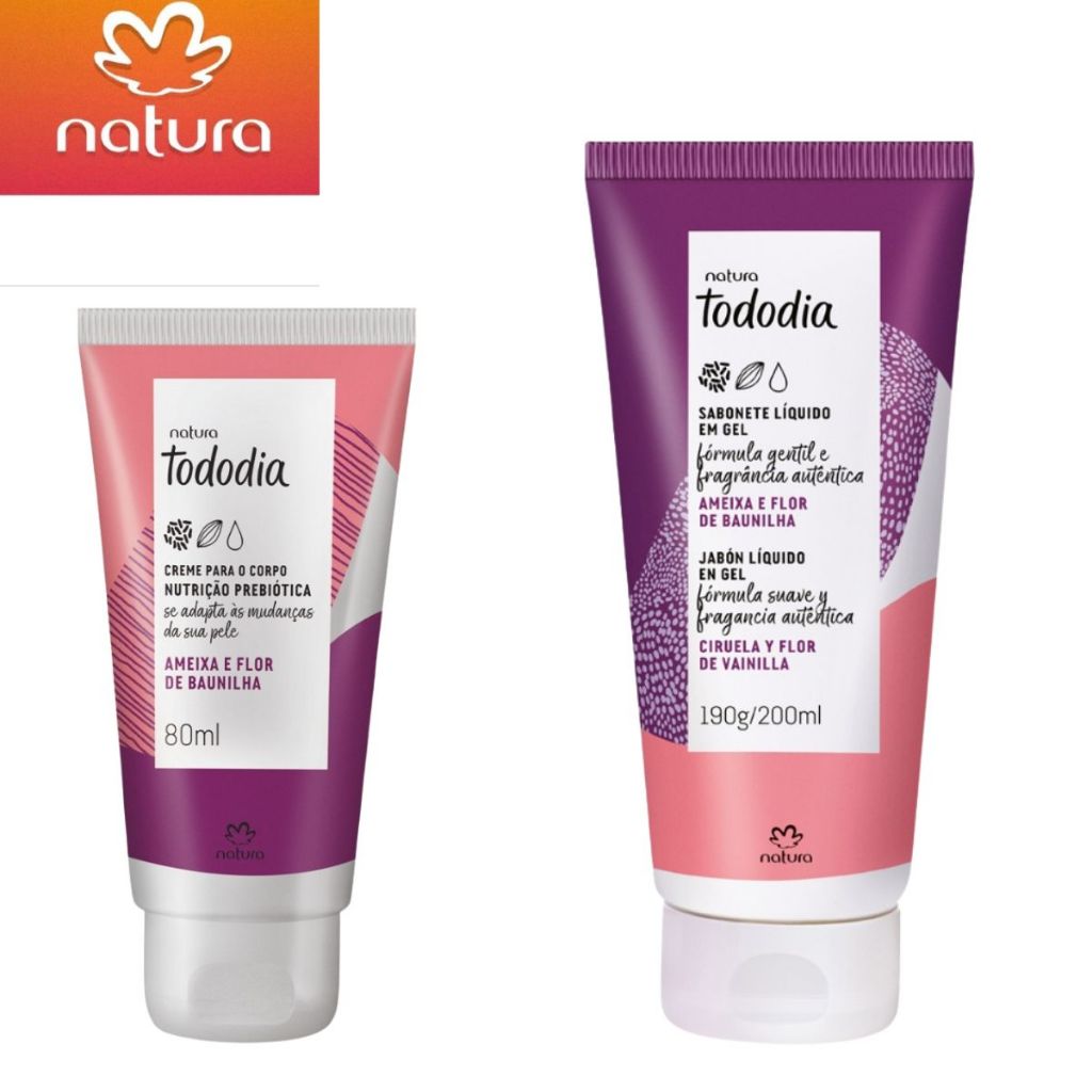 Sabonete Líquido em Gel Tododia Ameixa e Flor de Baunilha 190 g natura+Creme Desodorante  para o Corpo Tododia