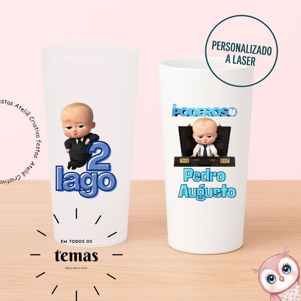 Kit de Copos Long Drink Personalizado Poderoso Chefinho Tematico  | Lembrancinha Festa Infantil Chá de Bebê Aniversário