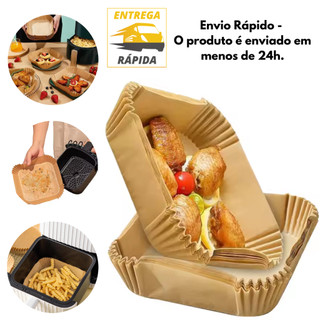 Forma Quadrada Descartavel Antiaderente Airfryer Forminha Assadeira Cesto Cestinho Papel Tapete