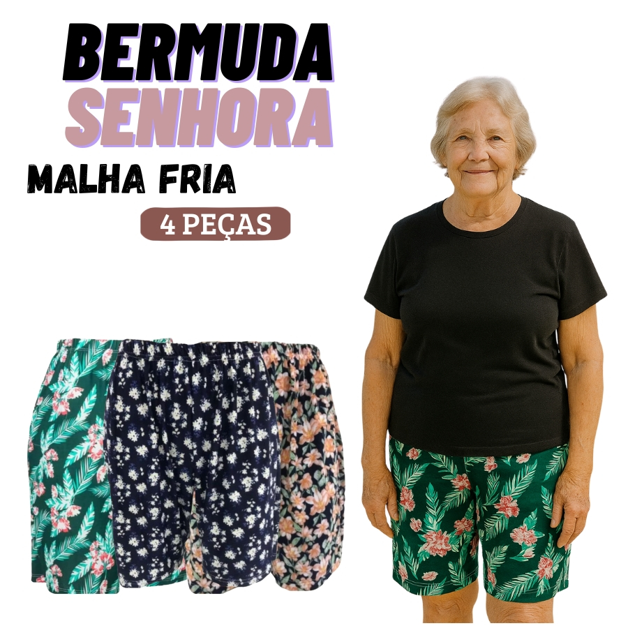 kit 4 Bermuda de Senhora em Malha Fria – Leve, Fresca e Confortável , CÓS alto fresquinho em Oferta na Shopee