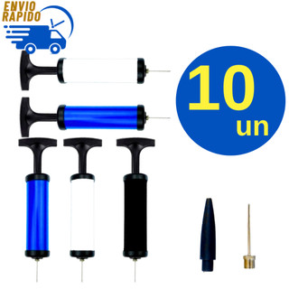 Kit 10 Bomba De Ar Para Encher Manual Com Bicos Metal para Encher Bolas e Infláveis para Boia Balões