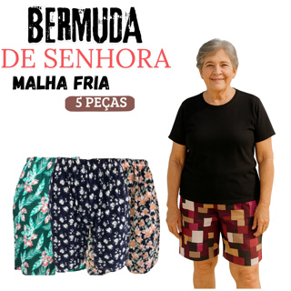 kit 5 Bermuda de Senhora em Malha Fria CÓS alto – Leve, Fresca e Confortável fresquinha uso casual em Oferta na Shopee