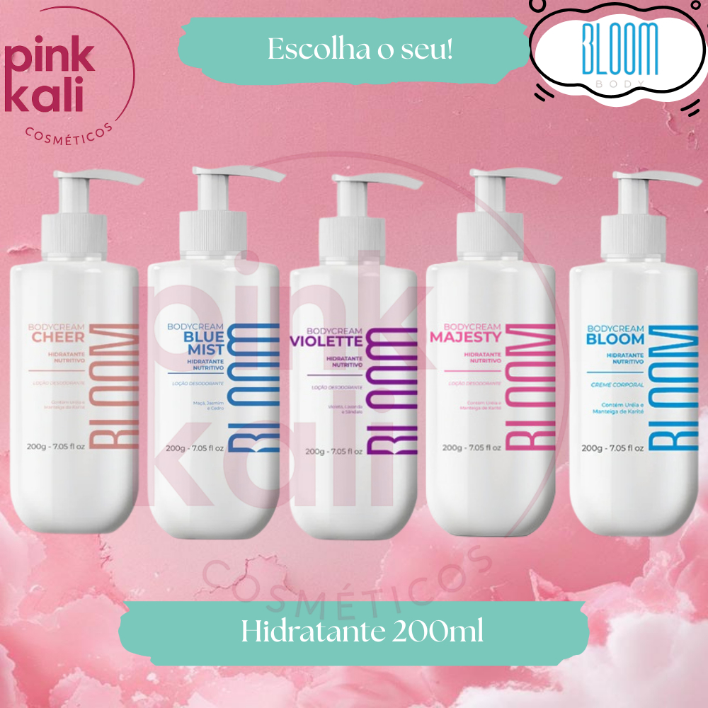 Escolha o seu: Hidratante 200ml BLOOM BODY BR Body Cream Desodorante Corporal Perfumado Feminino Unissex