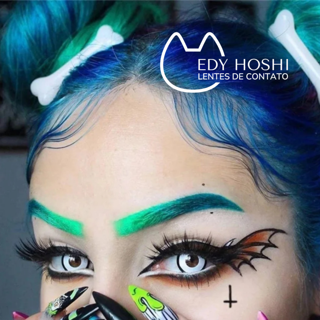 Lentes De Contato Edy Hoshi Color Splash Manson Branca - ANUAL - 1 Par - Cosplay - Fantasia - Halloween - Zombie