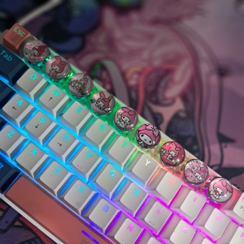 Conjunto 9 Keycaps My Melody - Teclado Mecânico hellokitty