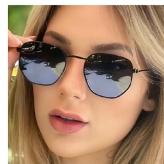 Óculos Estilo Hexagonal Preto Masculino e Feminino em Oferta na Shopee